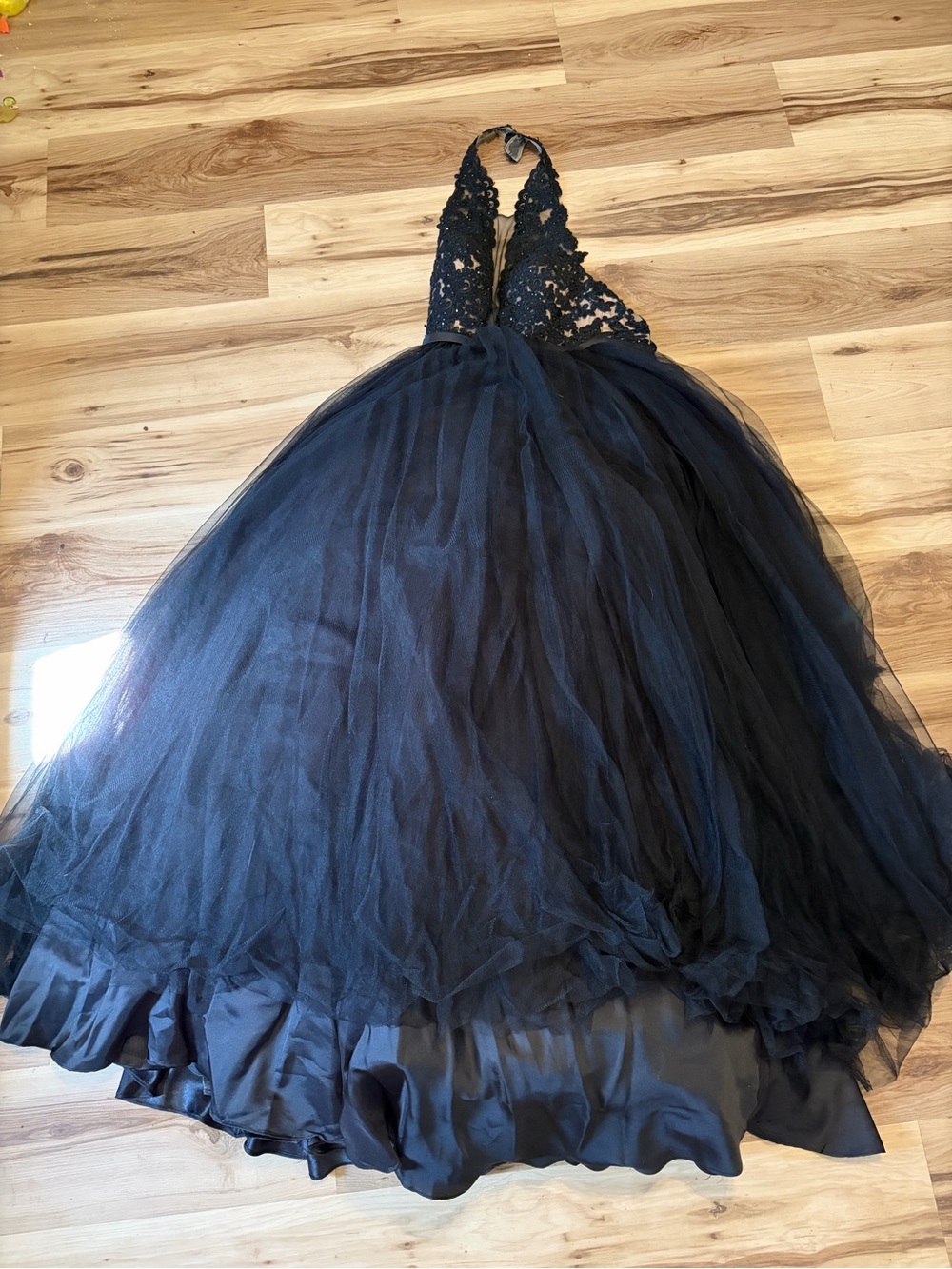 Madison James Black Lace Evening Dress